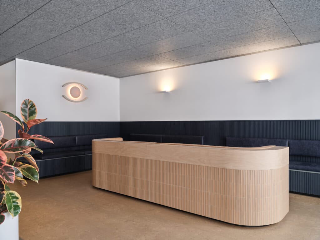 The welcoming reception lounge at Clarity Eye Surgeons, Braddon